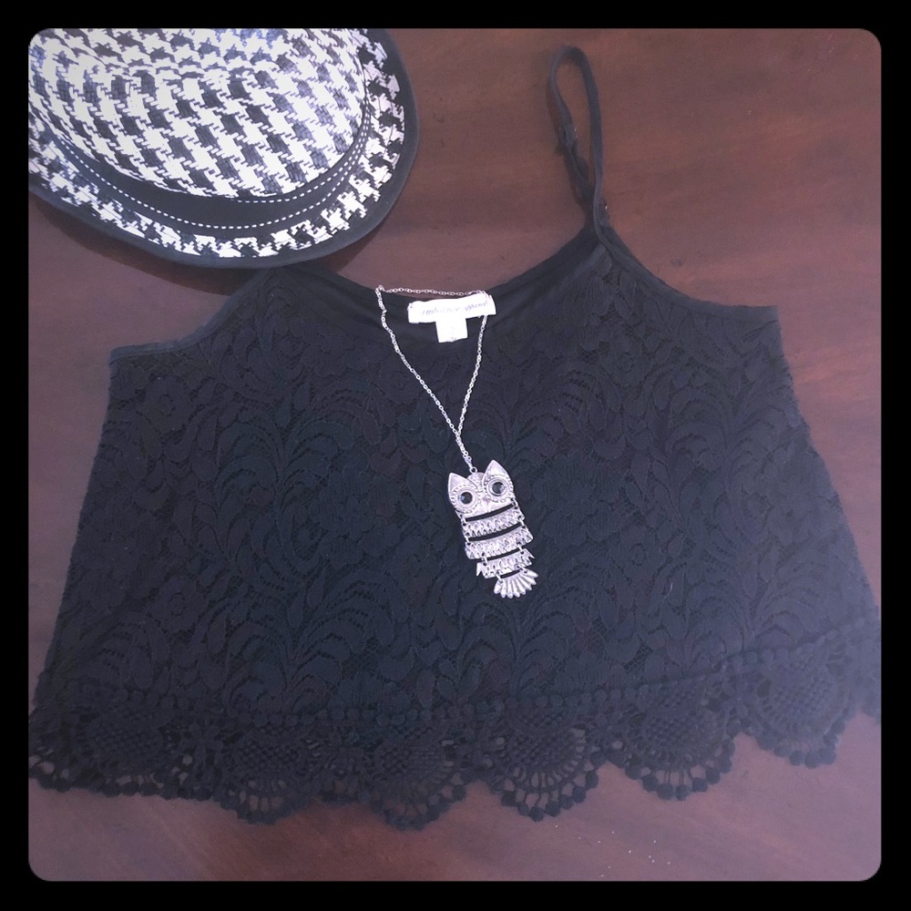 Black Lace Crop Top Sz S